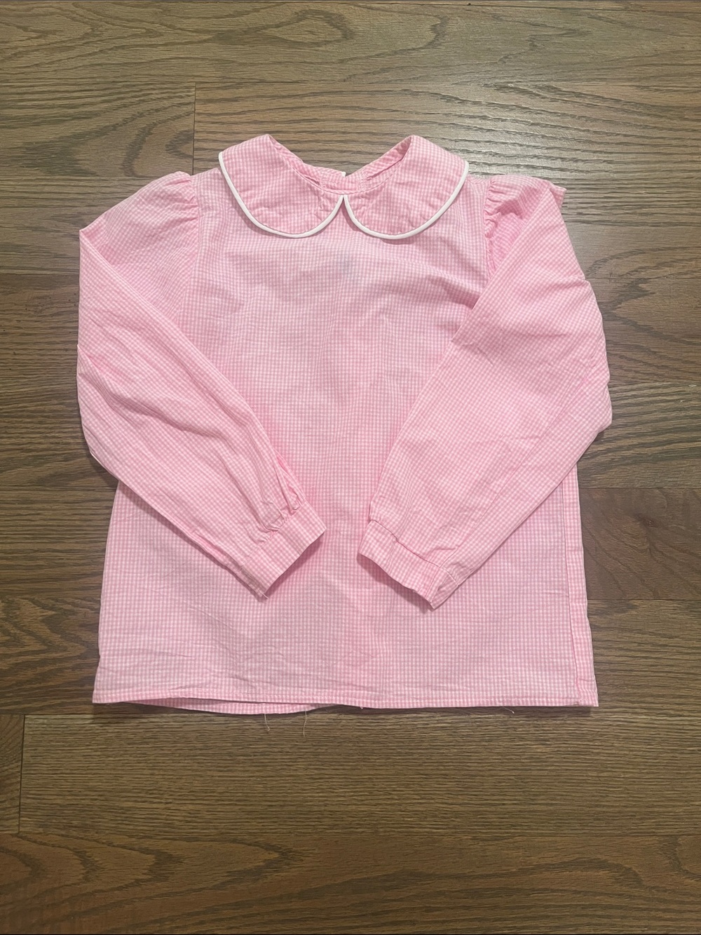 Girls pink/white gingham top size 5 EUC